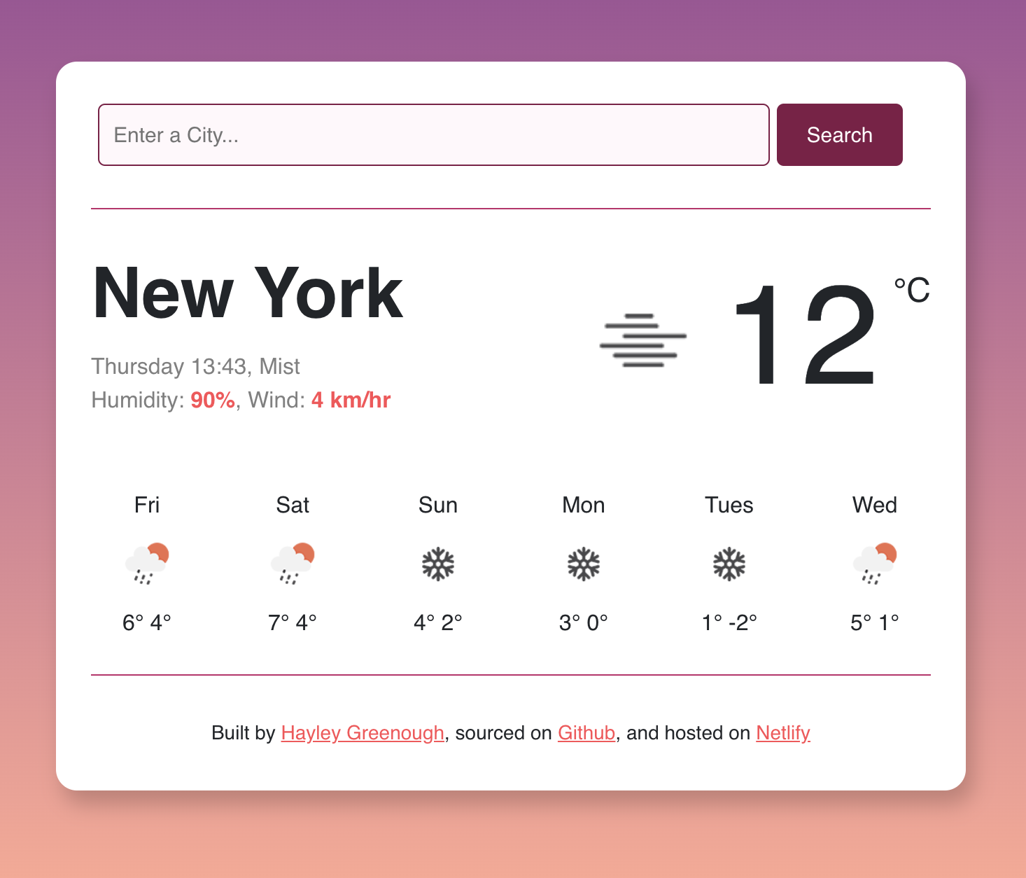 Weather App image of weather site